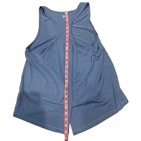 Sweaty Betty Tank Top Women's M Blue Double Time Layered Workout Flare Gym Top - Picture 5 of 8